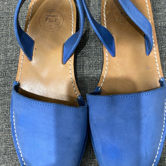 Avarca Blue Leather Sandals Women Size 6.5 - Picture 3 of 5